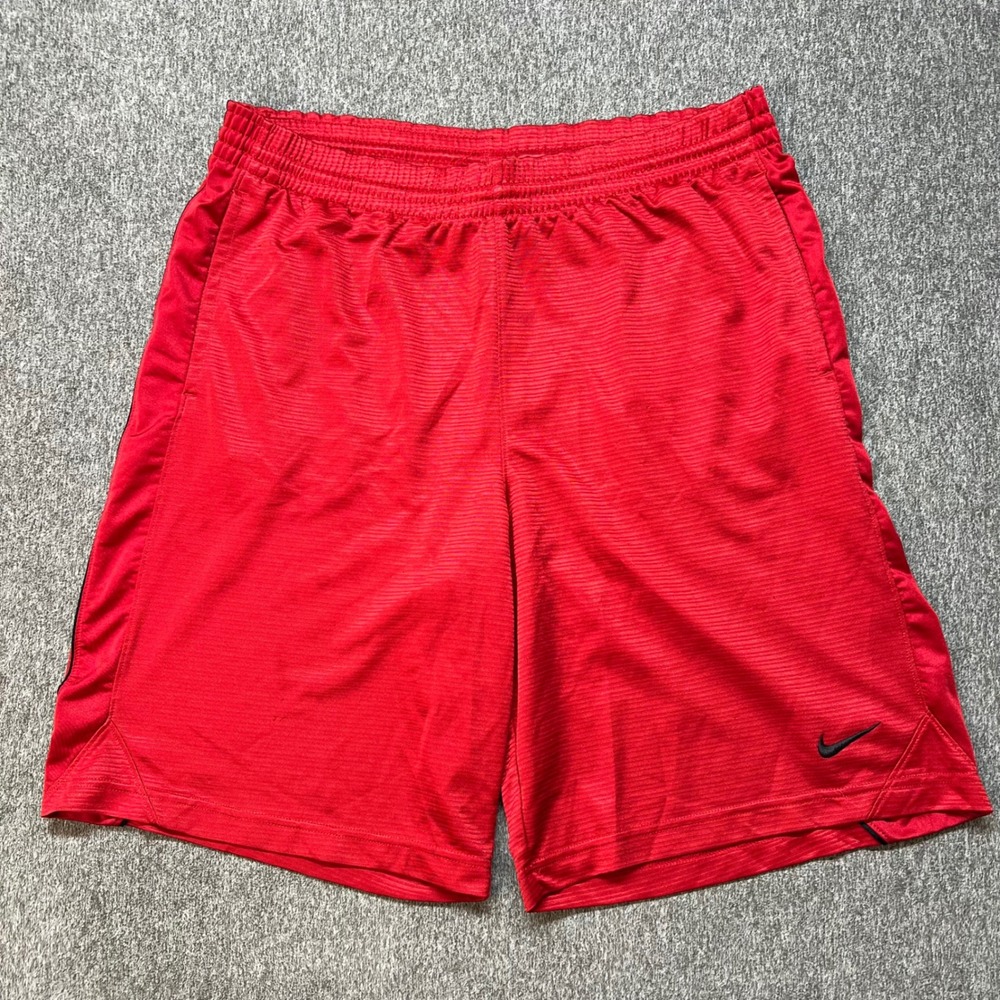 Nike Mens Red Basketball Athletic Shorts XL 405996-649 Micro Stripe Gym Workout‎